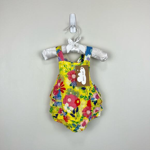 Angel Dear Yellow Floral Ruffle Sun Suit Romper 0-3 Months NWT - Picture 1 of 8